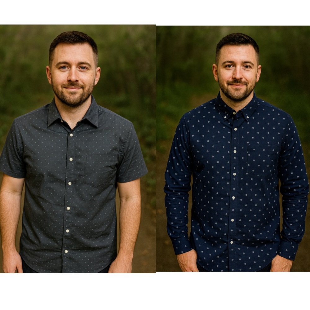 Men's Navy and Gray Polka Dot Shirts